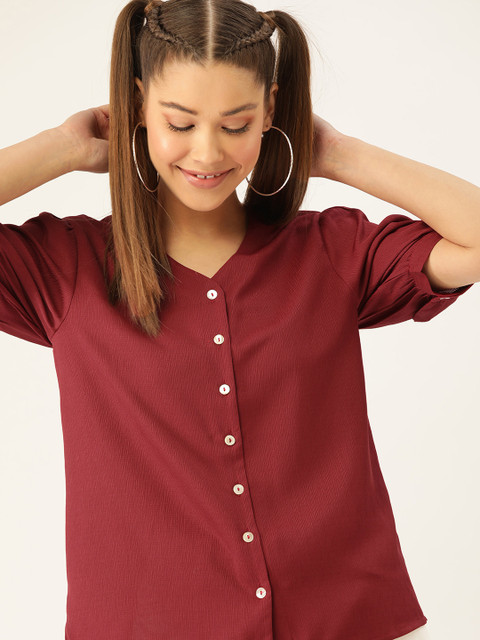 

DressBerry Women Maroon Solid Top