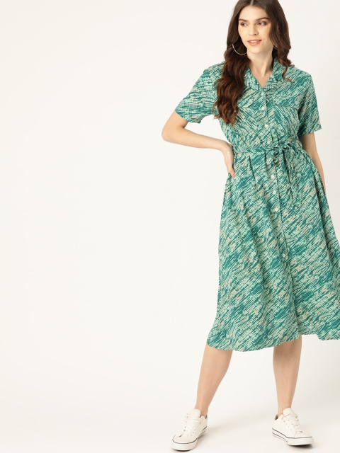 

DressBerry Women Green and Blue Dyed Shirt Dress