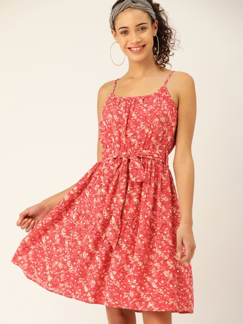 

DressBerry Women Pink & Off-White Printed A-Line Dress