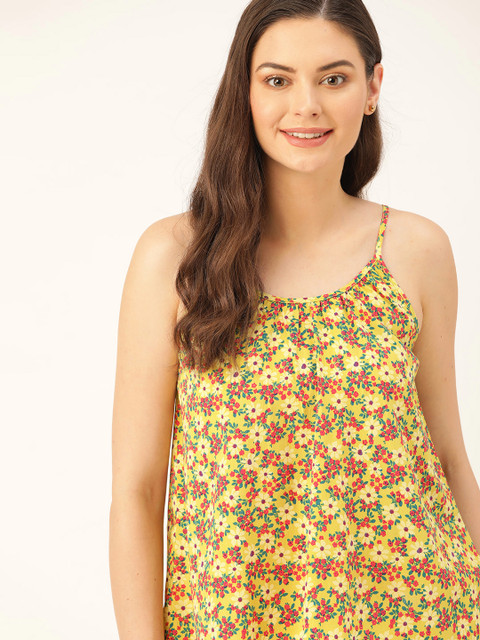 

DressBerry Women Lime Green & Red Floral Print A-Line Top