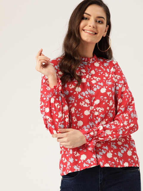 

DressBerry Women Red & White Regular Fit Floral Printed Casual Shirt