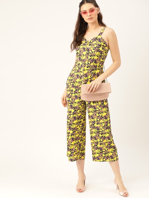 

DressBerry Women Lime Green & Navy Blue Printed Basic Jumpsuit