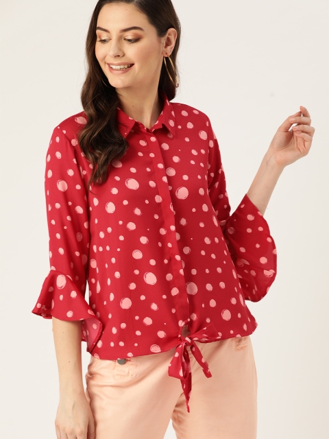 

DressBerry Women Red & Pink Regular Fit Printed Casual Shirt