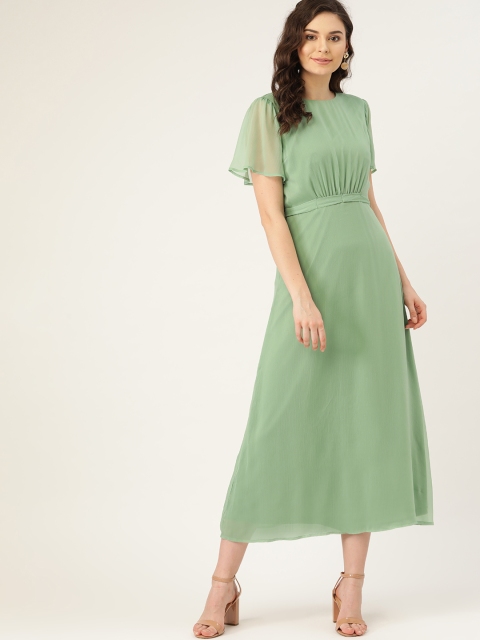 

DressBerry Women Sea Green Solid Semi-Sheer Maxi Dress