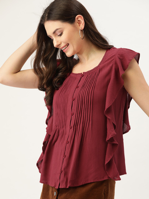 

DressBerry Women Maroon Solid Top