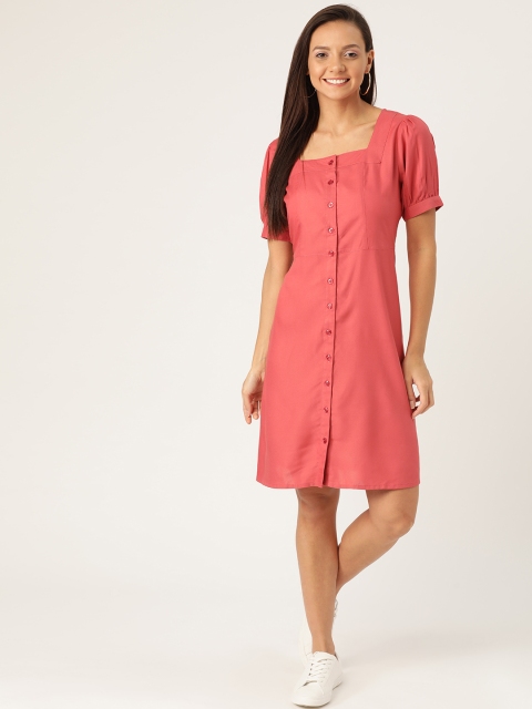 

DressBerry Rust Red Solid A-Line Sustainable Dress