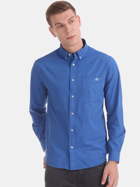 

Aeropostale Men Blue Regular Fit Solid Casual Shirt