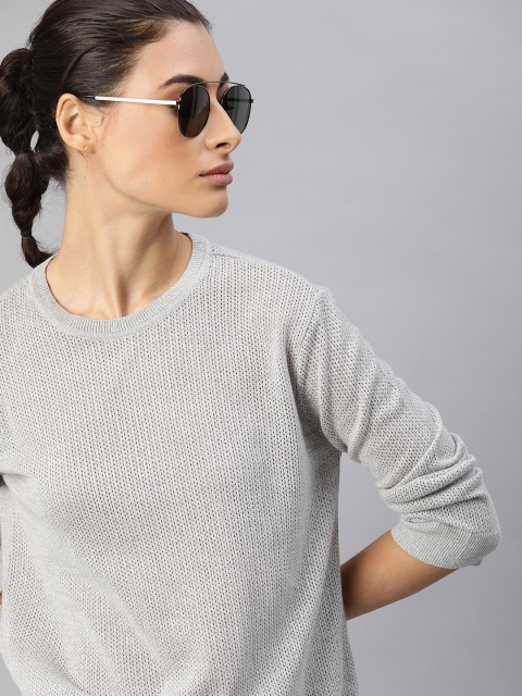 

Levis Women Grey Self Design Round Neck T-shirt