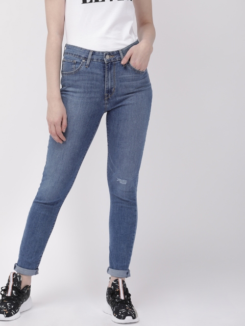 

Levis Women Blue 721 Skinny Fit High-Rise Low Distressed Jeans