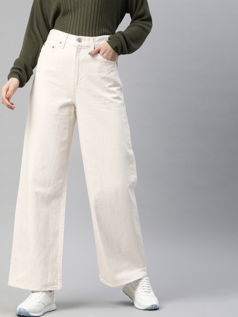 

Levis Women White Ribcage Wide Leg High-Rise Clean Look Jeans