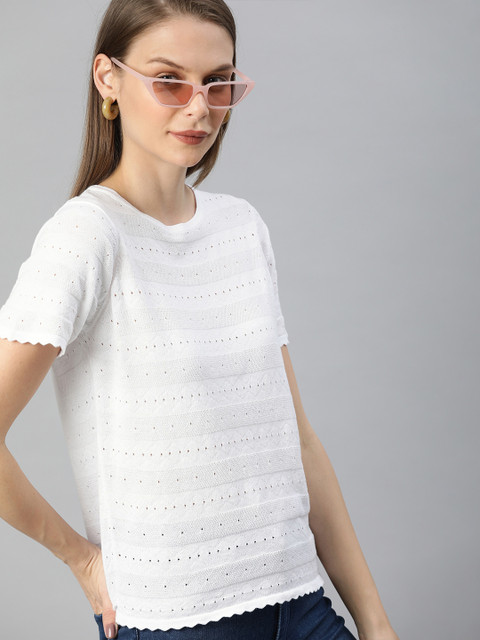 

Levis Women White Self Design Top