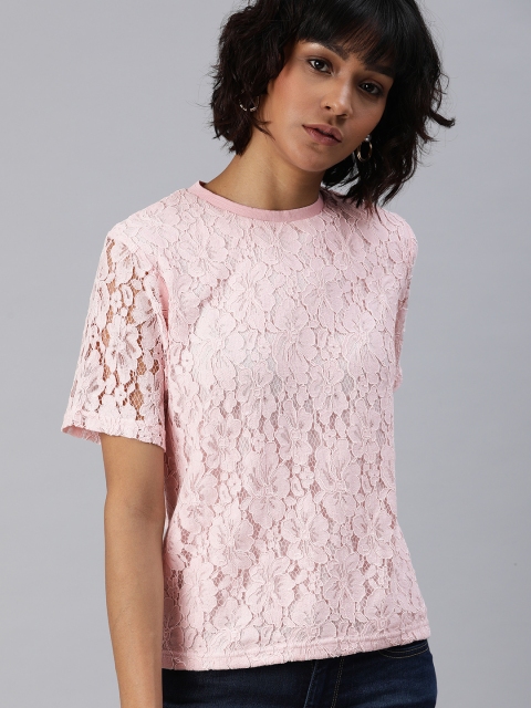 

Levis Women Pink Self Design Lace Top