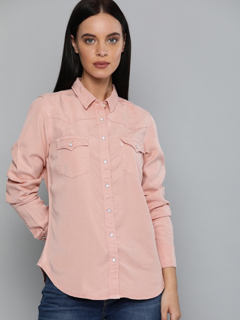 

Levis Women Rust Pink Regular Fit Solid Casual Shirt