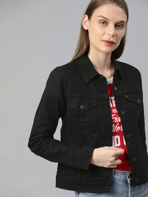 

Levis Women Black Solid Denim Jacket