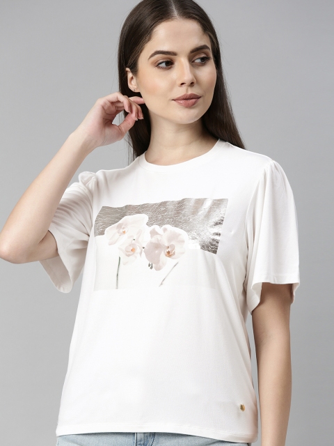 

Levis Women White Printed Flared Sleeves Top