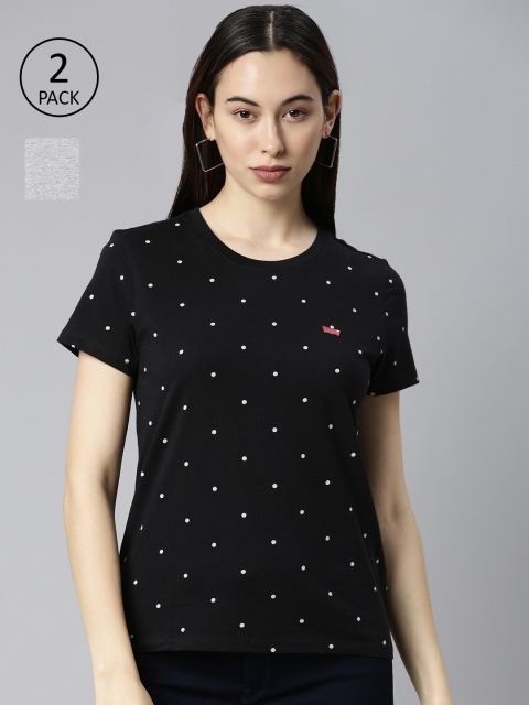 

Levis Women Pack Of 2 Printed T-shirt, Black