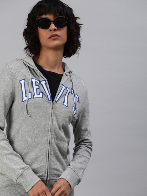 

Levis Women Grey Printed Hooded Sweatshirt