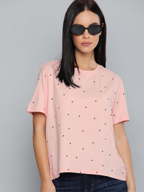 

Levis Women Pink & Black Printed Boxy Fit Round Neck T-shirt