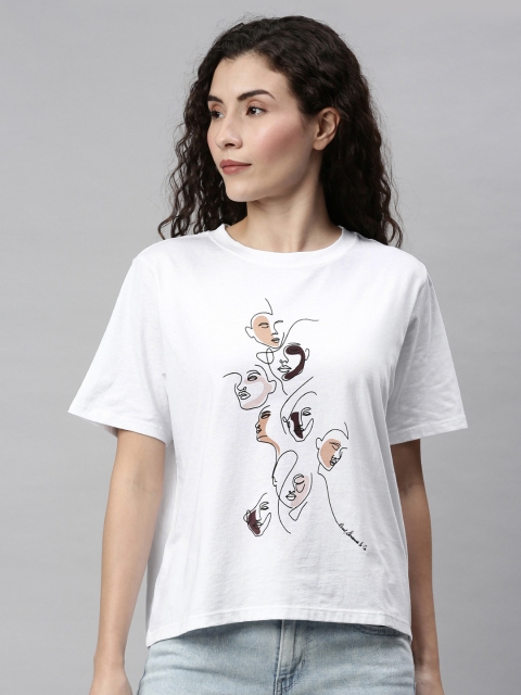 

Levis Women White Printed Round Neck T-shirt