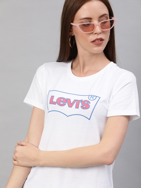 

Levis Women White Printed Round Neck T-shirt