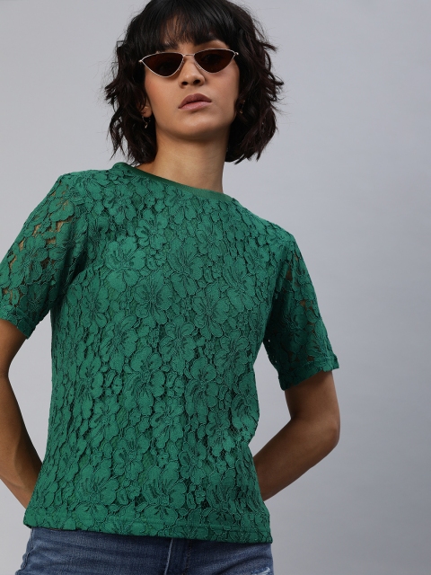 

Levis Women Green Self Design Lace Top