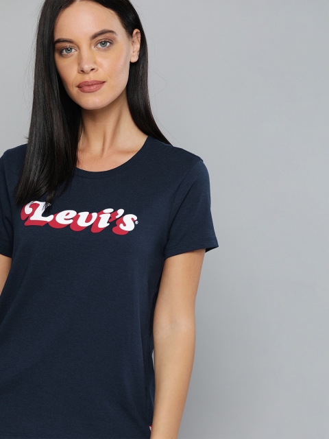 

Levis Women Navy Blue Printed Round Neck T-shirt