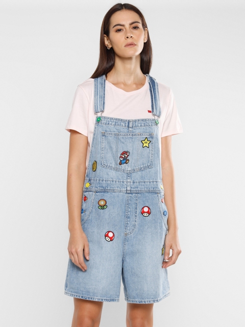 

Levis x Super Mario Women Blue Appliqued Vintage Denim Shortall Dungaree