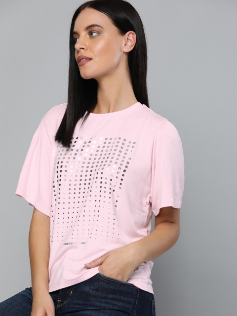 

Levis Redloop Women Pink Printed Round Neck T-shirt