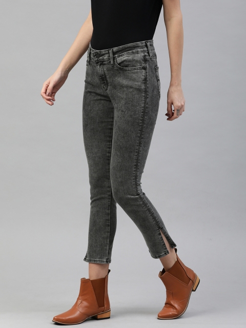 

Levis Women Grey 711 Skinny Fit Mid-Rise Clean Look Waterless Stretchable Cropped Jeans