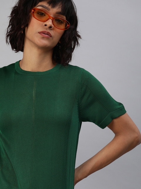 

Levis Women Green Solid Panelled Knitted Top