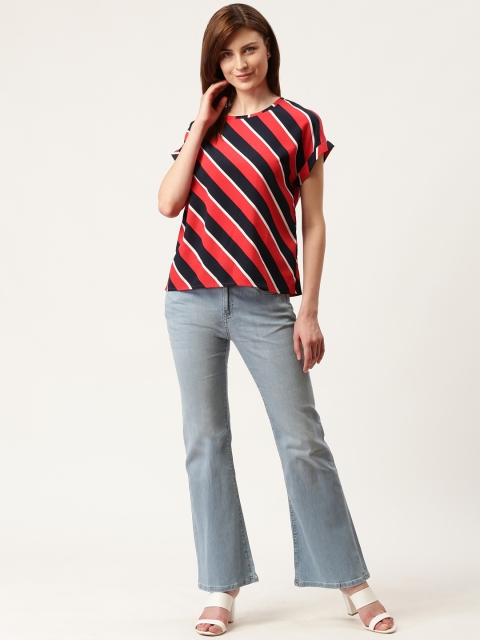 

Mast & Harbour Women Red & Black Striped Top