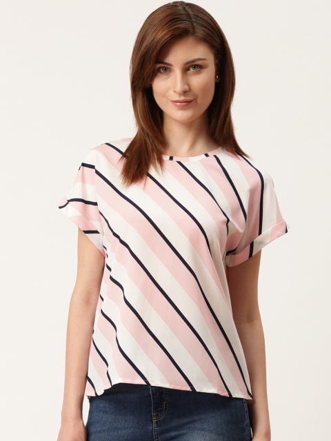 

Mast & Harbour Women White & Pink Striped Top