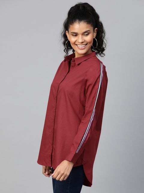 

Mast & Harbour Women Maroon Regular Fit Solid Casual Shirt