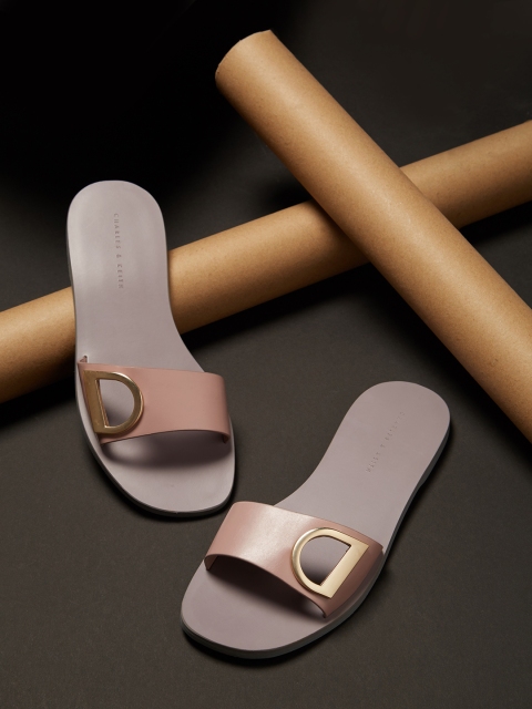 

CHARLES & KEITH Women Dusty Pink Solid Open Toe Flats