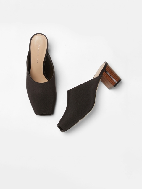 

CHARLES & KEITH Women Black Solid Mules