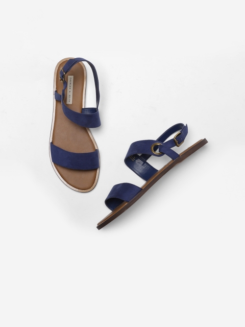 

CHARLES & KEITH Women Blue Textured Open Toe Flats