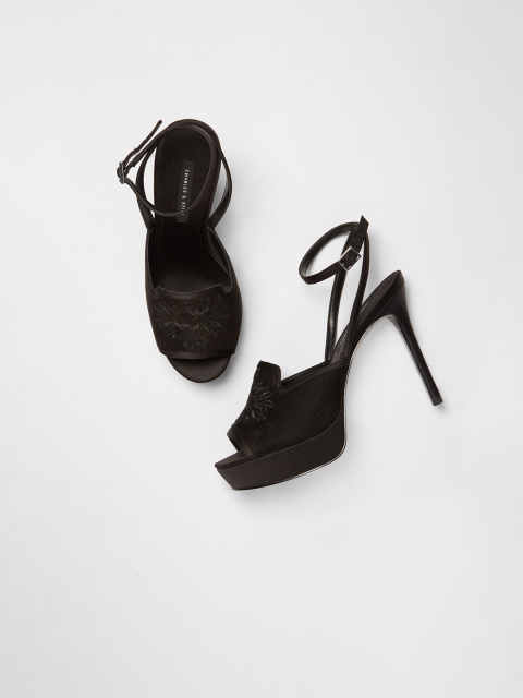 

CHARLES & KEITH Women Black Solid Sandals