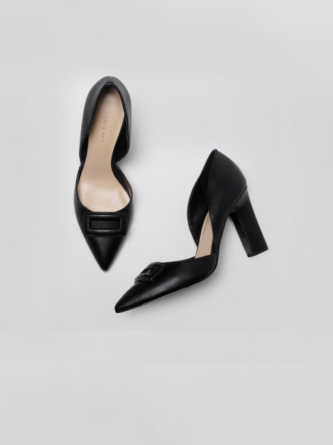 

CHARLES & KEITH Women Black Solid Pumps