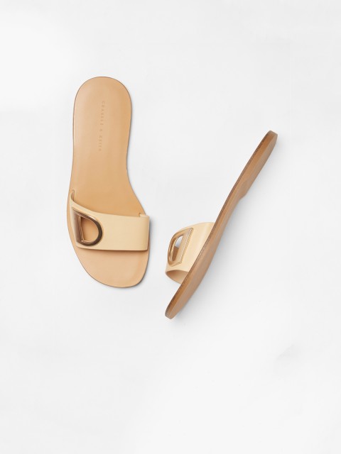 

CHARLES & KEITH Women Beige Solid Open Toe Flats