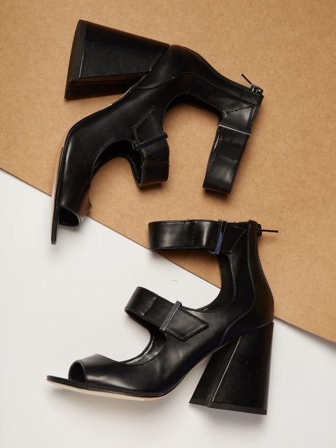 

CHARLES & KEITH Women Black Mid-Top Solid Heels
