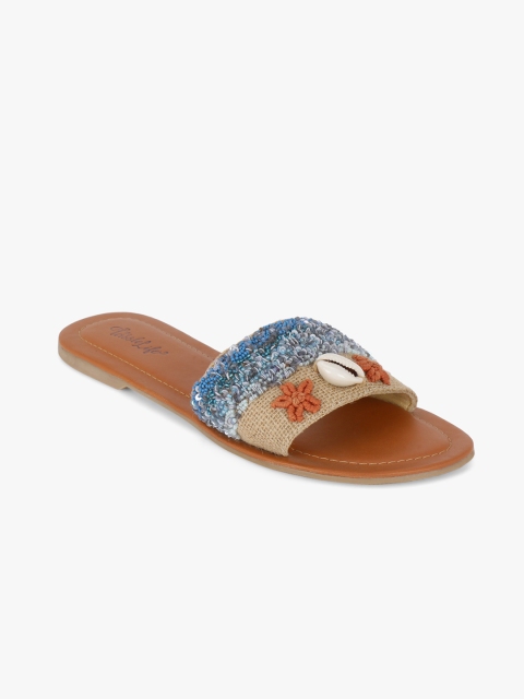 

The Tassle Life Women Blue Embellished Open Toe Flats