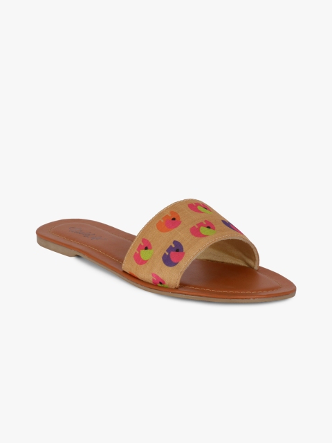 

The Tassle Life Women Beige Printed Open Toe Flats
