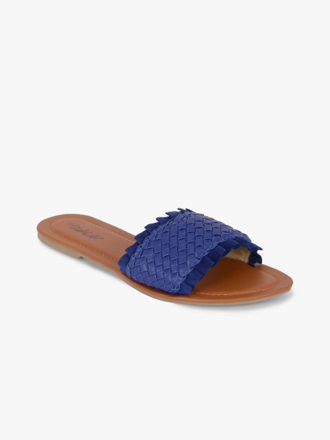 

The Tassle Life Women Blue Woven Design Open Toe Flats