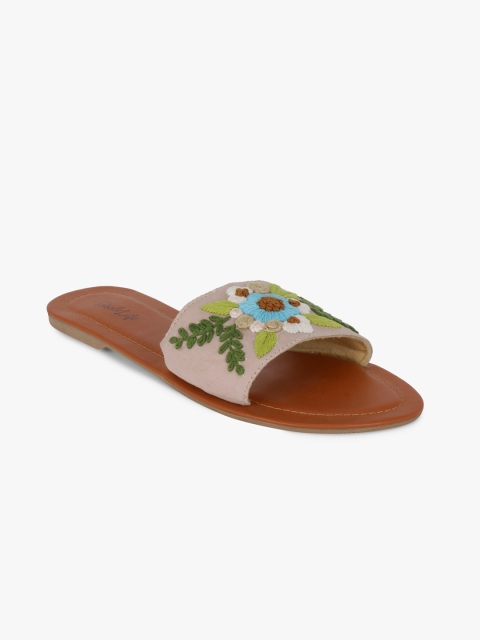

The Tassle Life Women Multicoloured Embellished Open Toe Flats, Multi