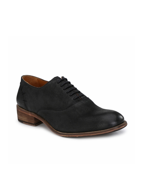 

Delize Men Black Textured Formal Oxfords