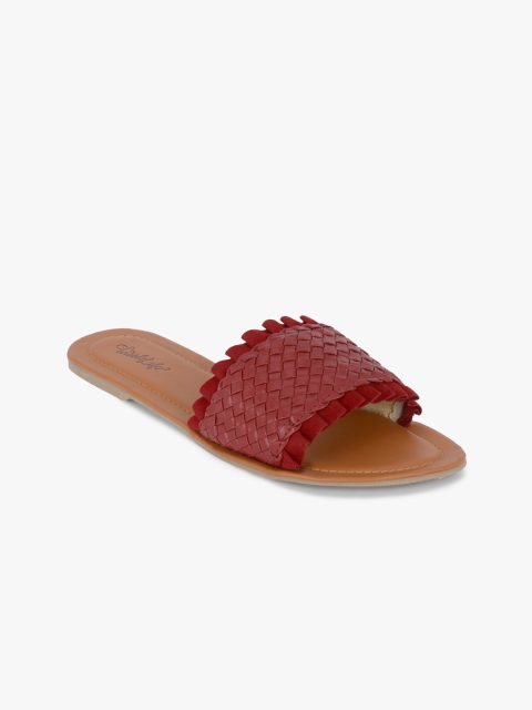 

The Tassle Life Women Maroon Woven Design Open Toe Flats