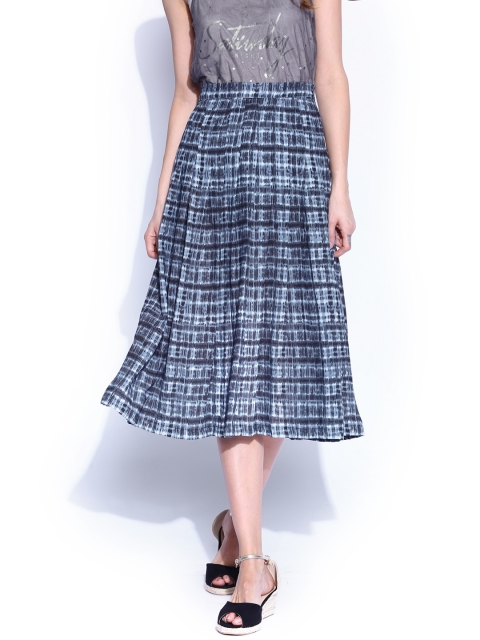 

Tokyo Talkies Black & Grey Printed Pleated Midi Skirt