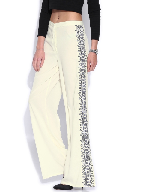 

Tokyo Talkies Off-White Embroidered Palazzo Trousers