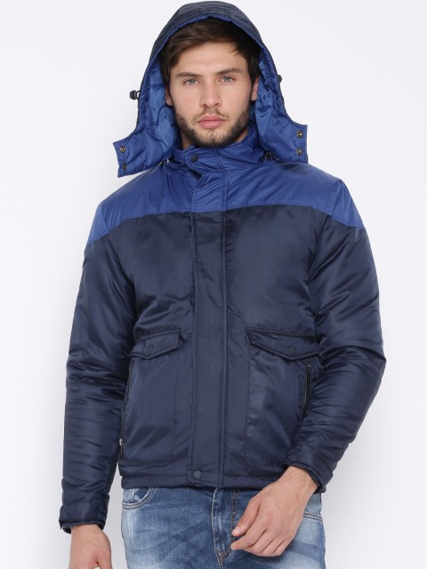 

Fame Forever by Lifestyle Men Navy Blue Colorblocked Hooded Padded Jacket