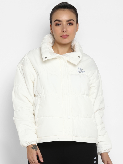 

hummel Women White Solid Quilted Jacket